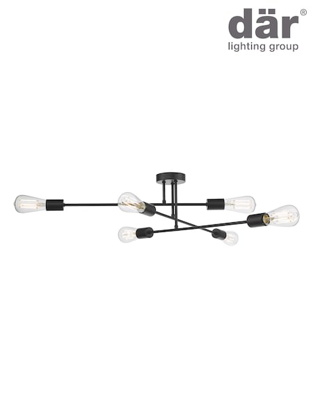 Dar Lighting Black Neve 6 Light Flush Ceiling Light (E26962) | £89