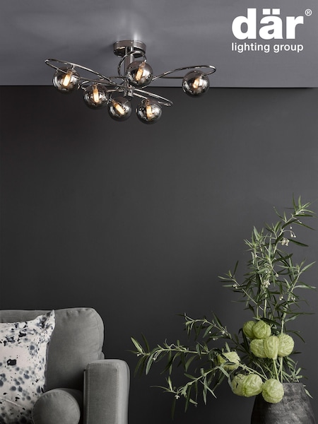 Dar Lighting Chrome Lysandra 6 Light Semi-Flush Ceiling Light (E26965) | £195