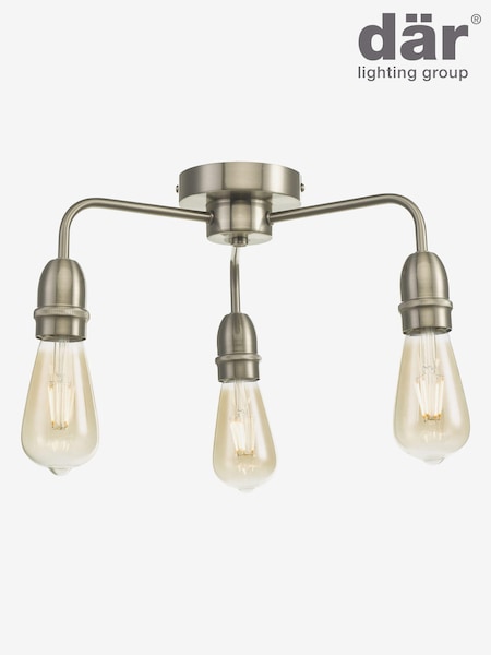 Dar Lighting Chrome Kiefer 3 Light Flush Ceiling Light (E26968) | £51