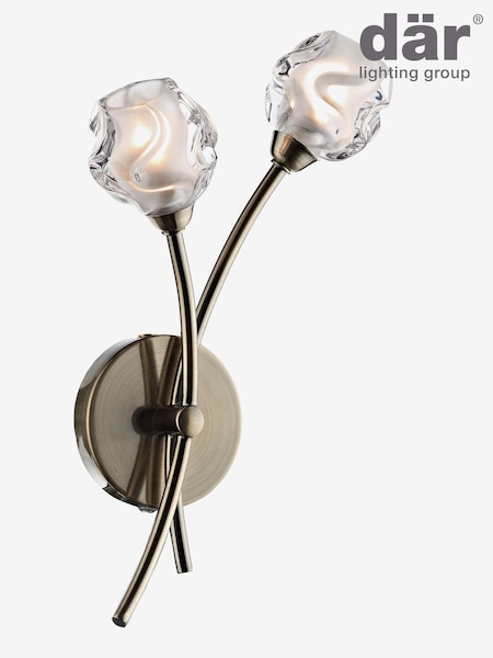 Dar Lighting Brass Seattle 2 Light Wall Light (E26971) | £56