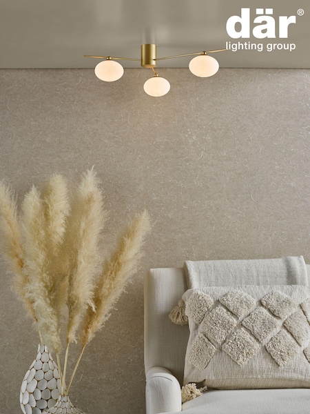 Dar Lighting Gold Jasper 3 Light Flush Ceiling Light (E26975) | £85