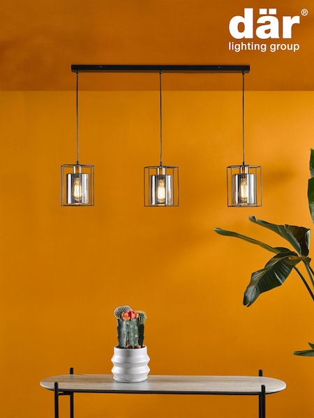 Dar Lighting Black Tatum 3 Light Bar Pendant Ceiling Light (E26977) | £116