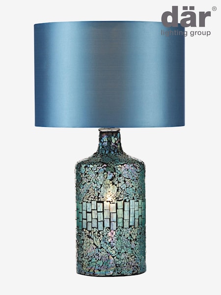 Dar Lighting Blue Guru Table Lamp Mosaic Dual Source With Shade (E26980) | £99