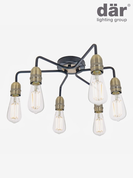 Dar Lighting Black Kiefer 6 Light Flush Ceiling Light (E26983) | £84