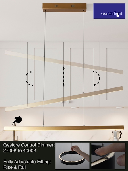 Searchlight Gold Stella Gesture Control Bar Pendant Ceiling Light (E26989) | £185
