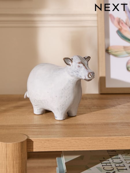 Grey Ceramic Reactive Glaze Cow Ornament (E27114) | £14