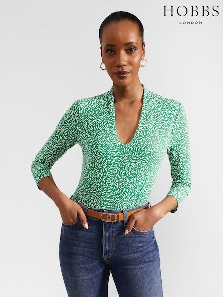 Hobbs Green Ground Aimee Printed Top (E27285) | £45