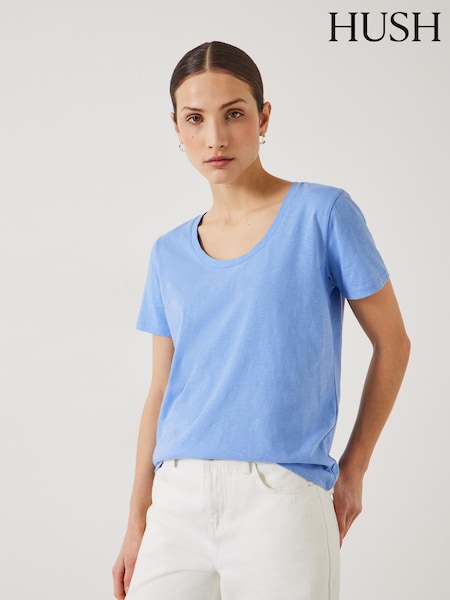 Hush Light blue Hari Scoop Neck Slub T-Shirt (E27401) | £29