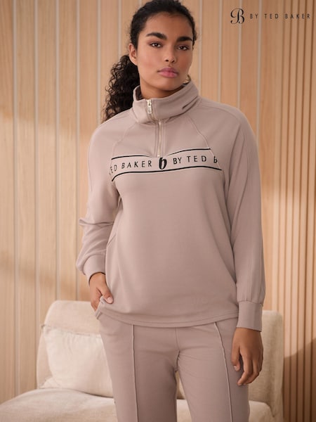 B by Ted Baker Pink Rib Quarter Zip Lounge Top (E27465) | £45