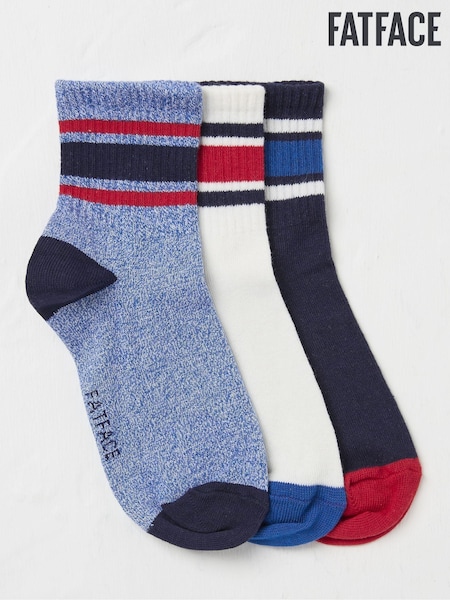 FatFace Navy Blue Sport Socks 3 Pack (E27482) | £2