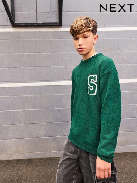 Green Knitted Crew Neck Jumper (3-16yrs) (E27907) | £16 - £21