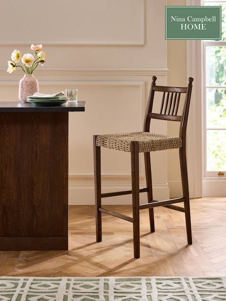 Nina Campbell Dark Wood Effect Alder Bar Stool (E27933) | £179