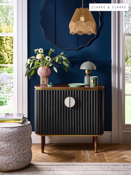 Clarke & Clarke Ribbed Black Mango Wood Calisto Small Sideboard (E27936) | £599