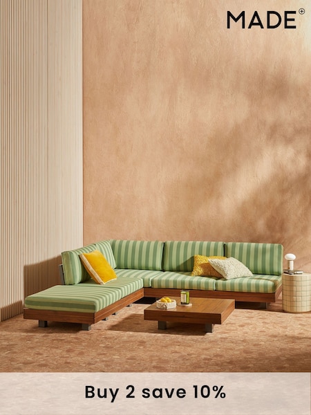 MADE.COM Green Stripe Avarna Garden Corner Lounge Set (E27940) | £1,699