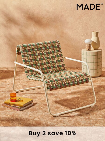 MADE.COM Multi Green and Brown Medan Woven Garden Lounge Chair (E27946) | £299