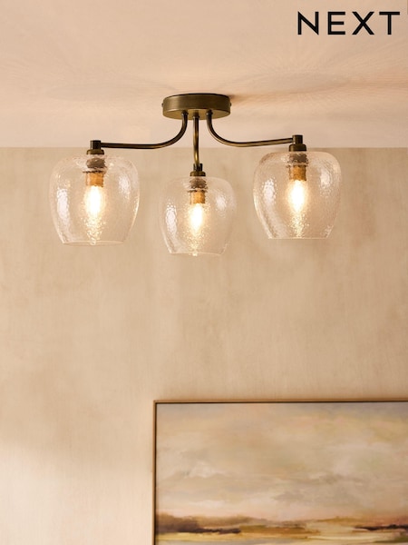 Brass Chester 3 Light Flush Fitting Ceiling Light (E27994) | £85