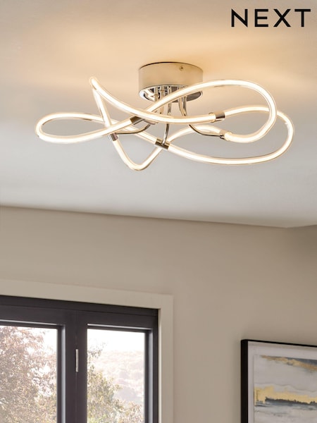 Chrome Mika Flush Ceiling Light (E28002) | £99