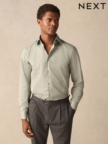 Green Dobby Regular Fit 100% Cotton Textured Shirt (E28061) | £38