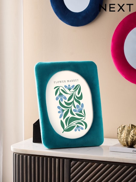 Teal Blue Velvet Photo Frame (E28118) | £14 - £18