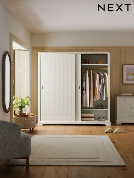 Chalk White Hampton Solid Oak 2m Sliding Wardrobe (E28138) | £1,999