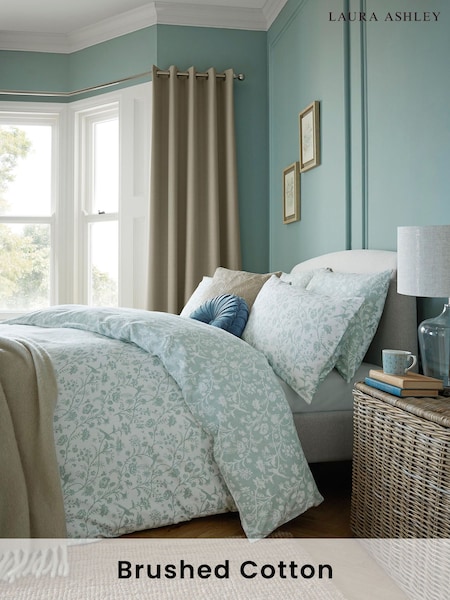 Laura Ashley Seaspray Blue 100% Cotton Shepherds Purse Duvet Cover and Pillowcase Set (E28145) | £40 - £75