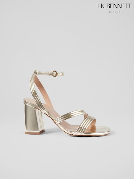 LK Bennett Grey Edita Pearl Strap Block Heels (E28208) | £289