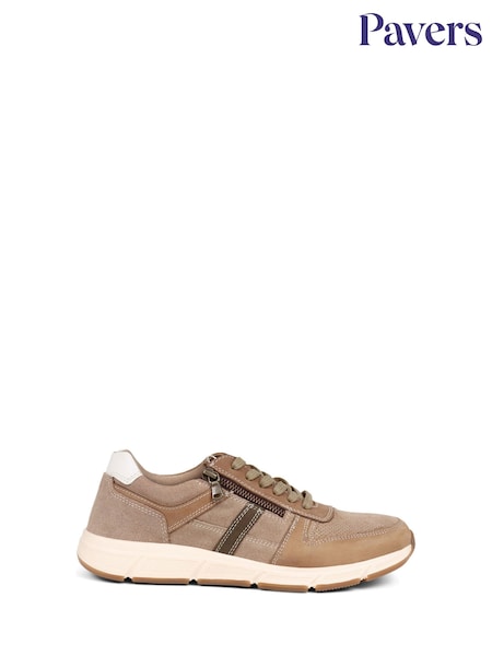 Pavers Natural Lace Up Leather Trainers (E28248) | £49