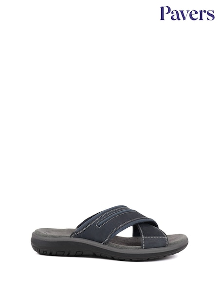 Pavers Blue Pavers Slip On Leather Mule Brown Sandals (E28259) | £35