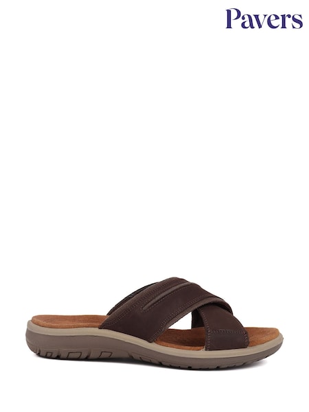 Pavers Brown Pavers Slip On Leather Mule Brown Sandals (E28260) | £35