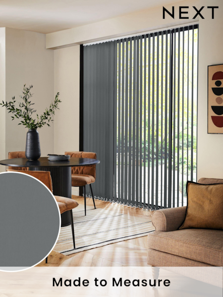 Grey Ram Blackout Made to Measure Vertical Blind (E28381) | £48