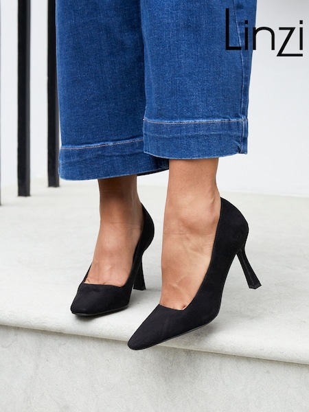 Linzi Black Colette Squared Toe Stiletto Closed Toe Court Heels (E28683) | £35