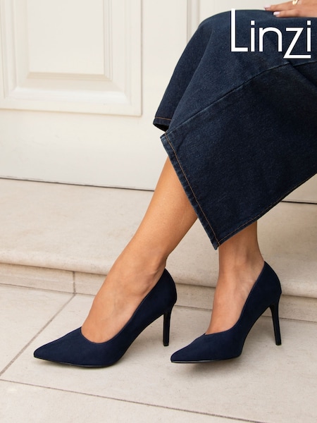 Linzi Blue Opera Stiletto Closed Toe Court Heels (E28704) | £35