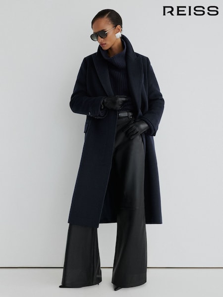 Navy - Atelier Wool-blend Double-breasted Long Coat
