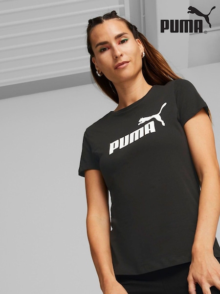 Puma Black Womens Essentials Logo 100% Cotton T-Shirt (E28781) | £21