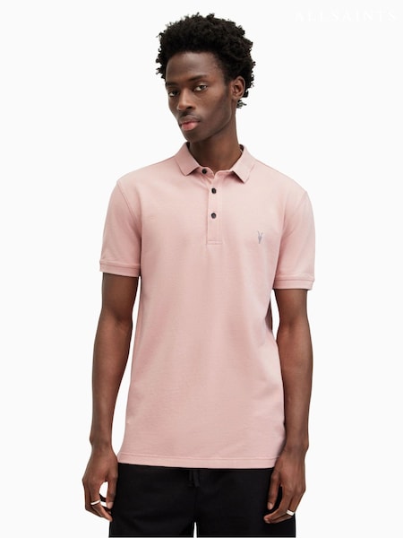 AllSaints Pink Reform Short Sleeve Polo Shirt (E28883) | £65