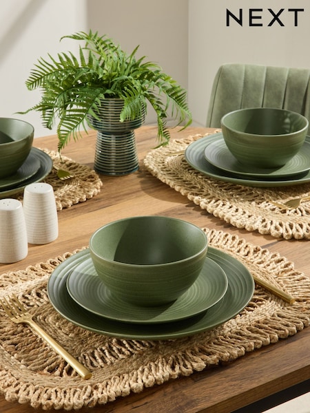 12 Piece Green Kya Dinnerware Dinner Set (E29014) | £60