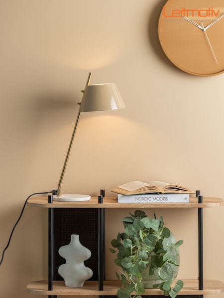 Leitmotiv Soft Brown Savvy Enamel Table Lamp (E29082) | £99