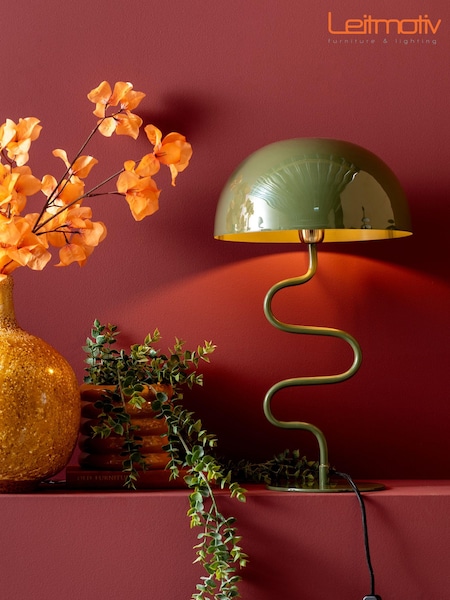 Leitmotiv Jungle Green Twist Enamel Table Lamp (E29086) | £119