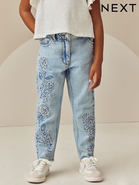 Light Blue Mom Cornelli 100% Cotton Jeans (3-16yrs) (E29130) | £20 - £25