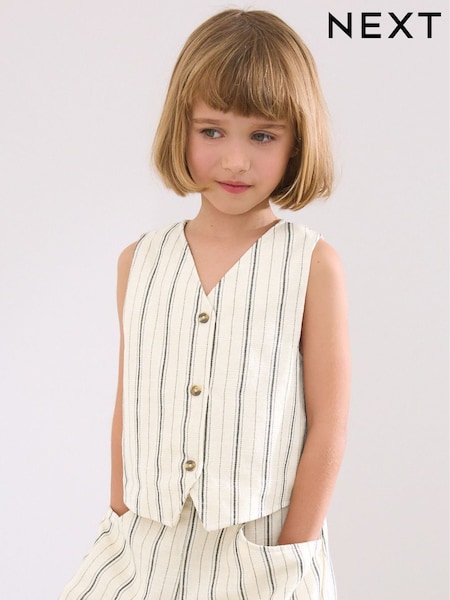 Black/White Stripe Waistcoat And Trousers Set (3-16yrs) (E29139) | £28 - £33