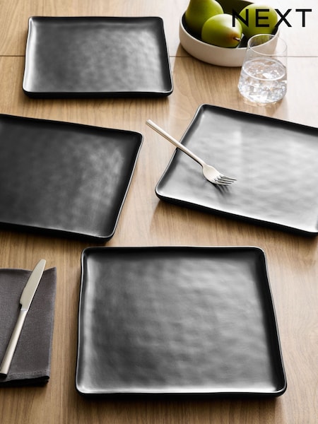 Black Square Set of 4 Side Plates (E29204) | £22