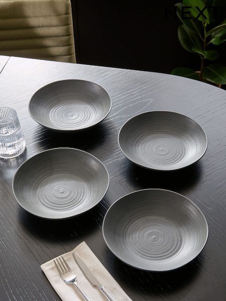 Set of 4 Charcoal Grey Kya Pasta Bowls (E29207) | £30