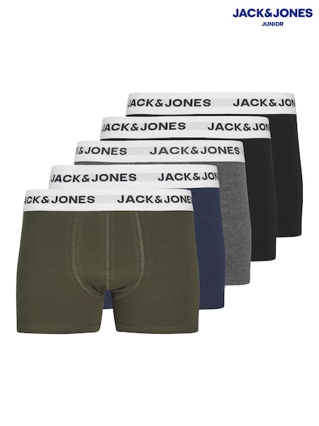 JACK & JONES JUNIOR Logo Black Boxers 5 Pack (E29409) | £30