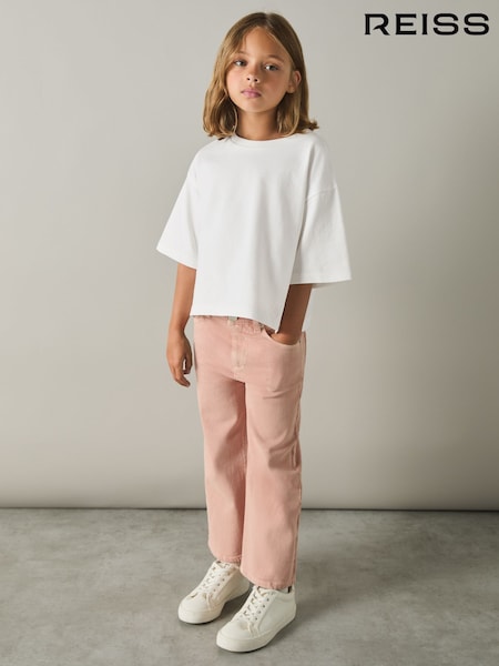Reiss Ivory Cassy 9-13 yrs Oversized Cotton Crew-Neck T-Shirt (E29694) | £17