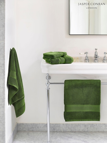 Jasper Conran London Forest Green Zero Twist Lightweight Soft Fast Drying 100% Cotton Towel (E29759) | £16 - £40
