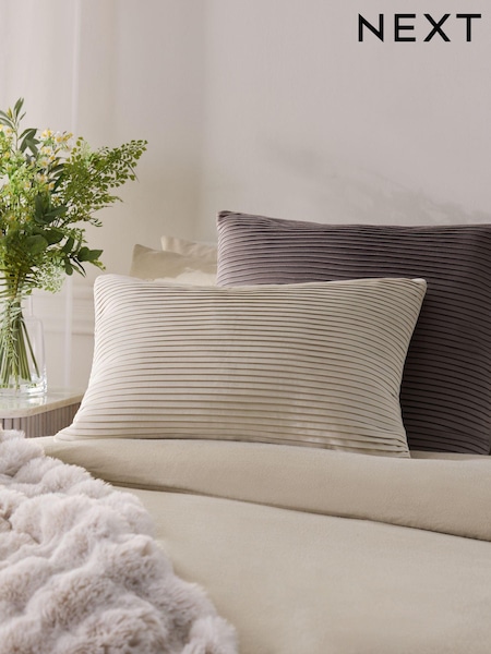 Light Natural 40 x 59cm Velvet Pleat Cushion (E29772) | £20