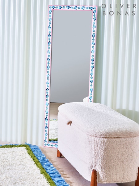 Oliver Bonas Multi Aurelie Floral Wooden Full Length Mirror (E29814) | £175