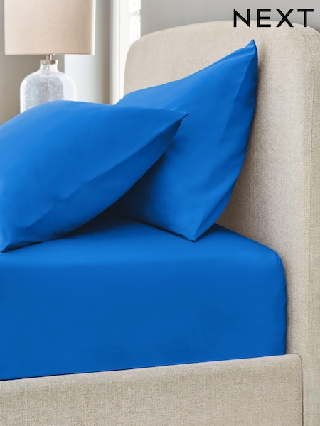Blue Pure 144 Thread Extra Deep Fitted Count 100% Cotton Sheet (E29954) | £12 - £20