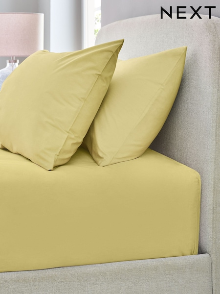 Yellow Pure 144 Thread Extra Deep Fitted Count 100% Cotton Sheet (E29958) | £12 - £20