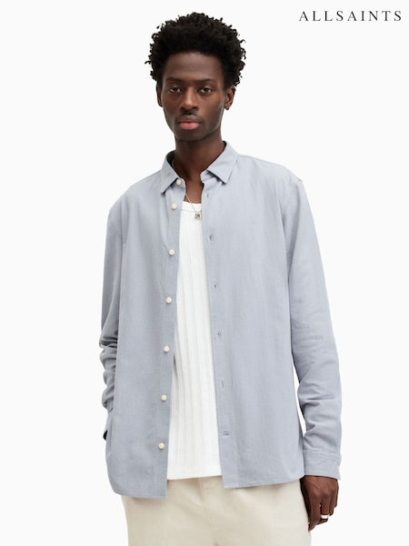 AllSaints Grey Lovell Long Sleeve Shirt (E30078) | £99